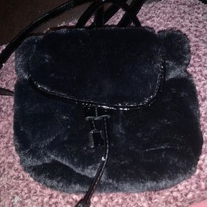 Back pack purse small fuzzy